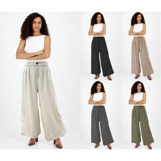 Linen Blend Wide Leg Pants