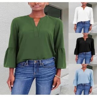 Casual 3/4 Bell Sleeved Blouse